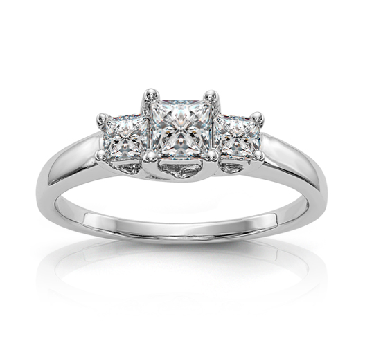 Three stone diamond engagement rings in downtown Milwaukee