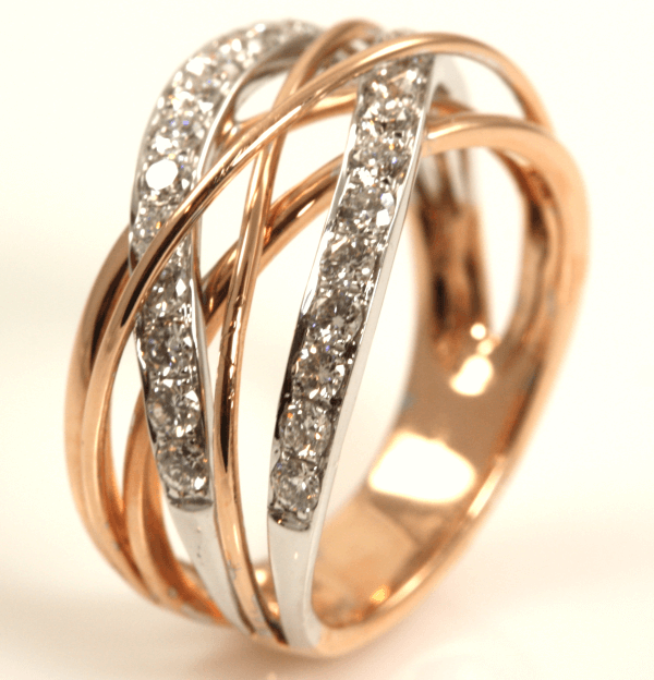 Rose Gold Diamante Crossover Ring  Fashion rings, Crossover ring