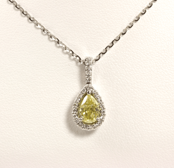 Pear Shaped Yellow Diamond Pendant