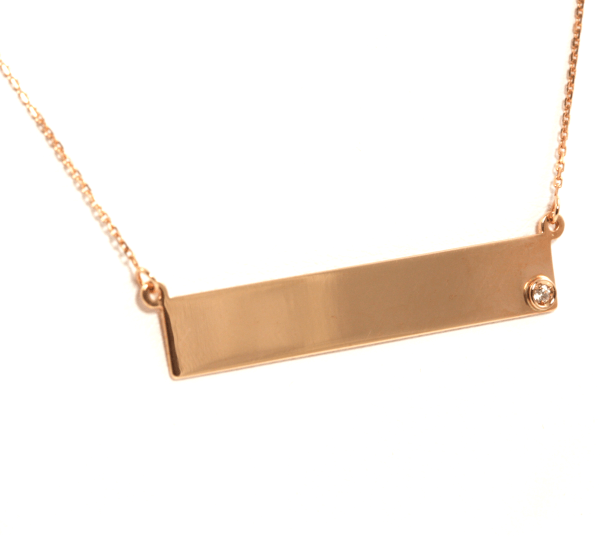 Rose Gold Bar Tag Necklace
