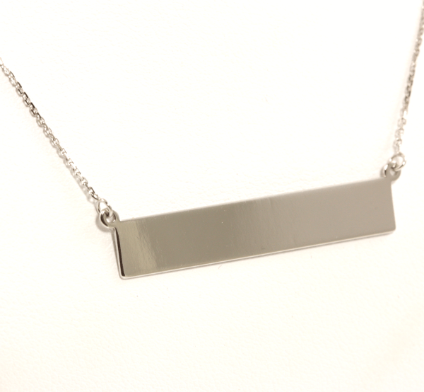 White Gold Bar Tag Necklace