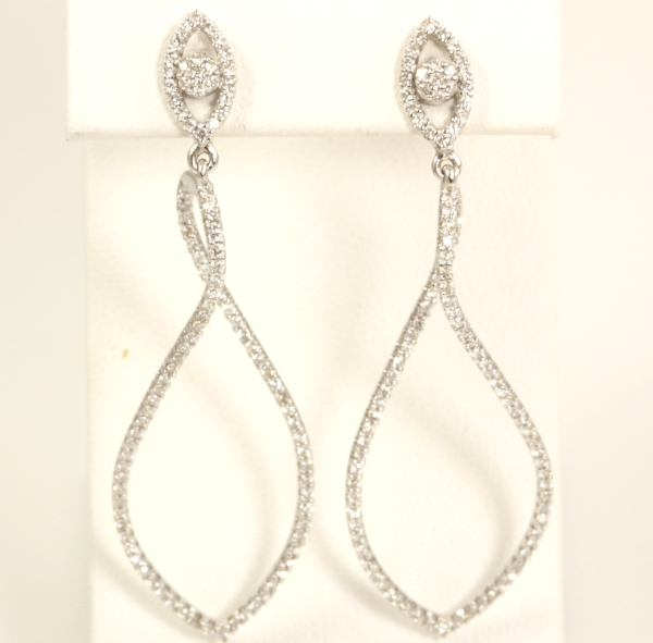 Curved Dangle Diamond Earrings