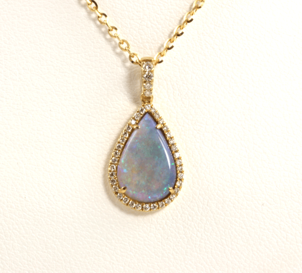 Pear Shaped Opal Diamond Pendant