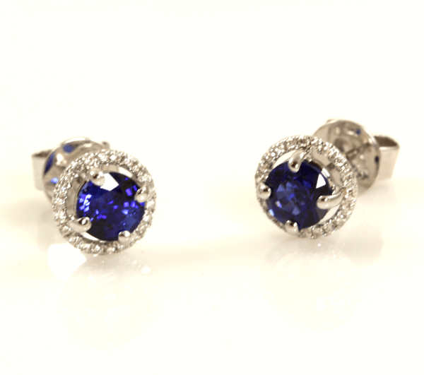 Round Sapphire Stud Earrings