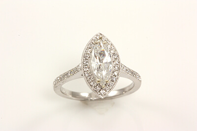 Marquise Shaped Diamond Halo Designed Engagement Ring